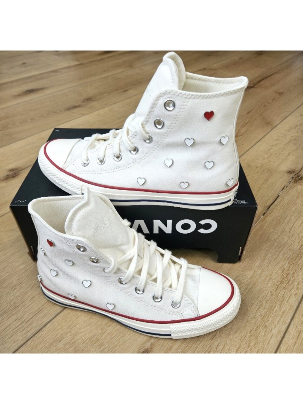 Womens Converse Chuck Taylor HI YTK Hearts Valentines Day Shoes Size 7 A19055C